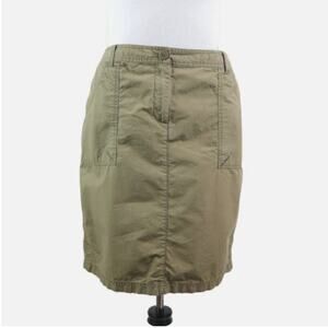 J Jill Size 14 Utility Pencil Skirt Cotton Cargo Pocket Khaki Green